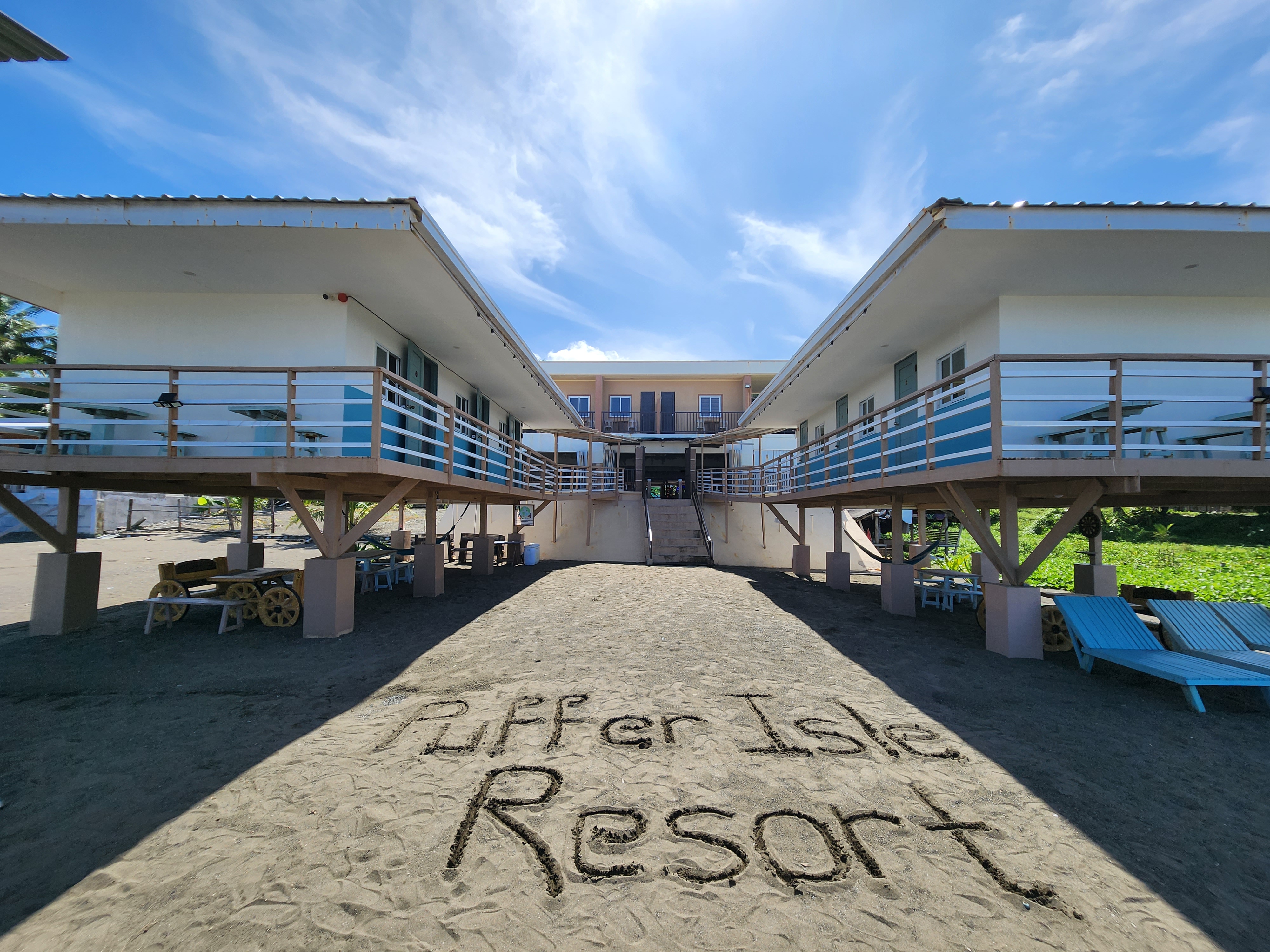 Picture from beach towards resort